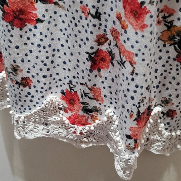 REWIND TANK TOP FLORAL PRINT WHITE SLEEVELESS WOMEN RAYON  SIZE XS CROCHET CAMI - Picture 7 of 13
